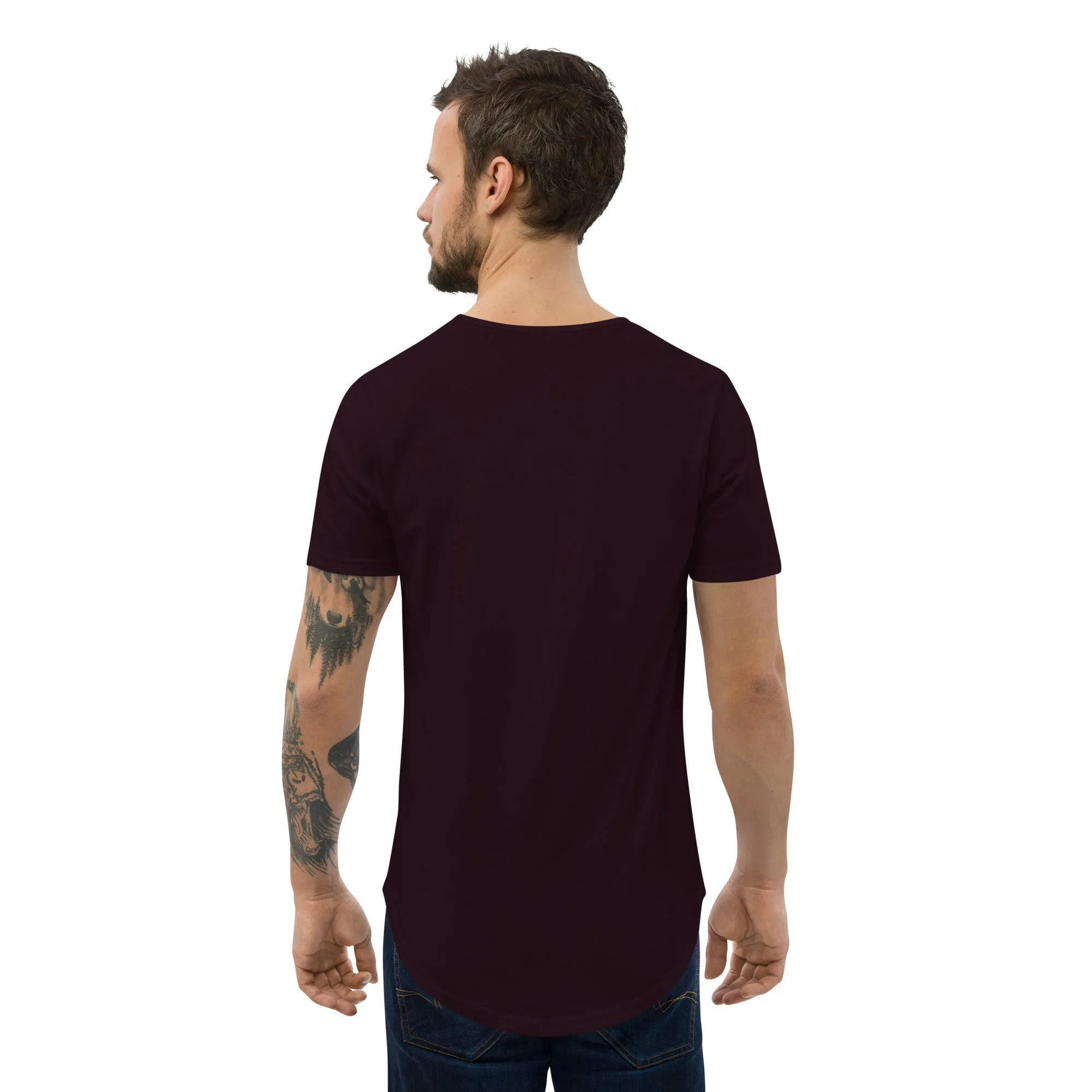 Men's Gerald Black Regular Fit Curved Bottom Hem Statement T-Shirts