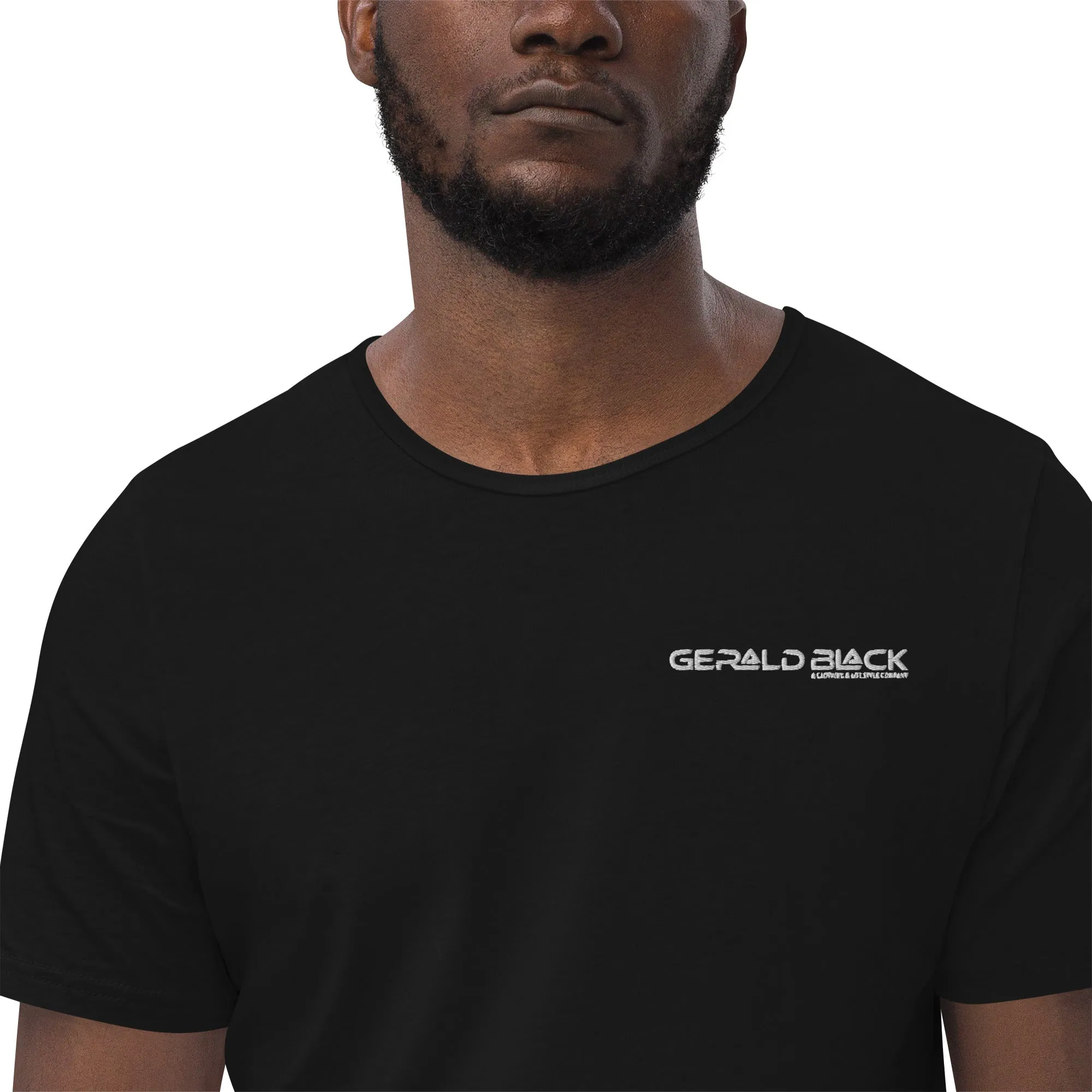 Men's Gerald Black Regular Fit Curved Bottom Hem Statement T-Shirts