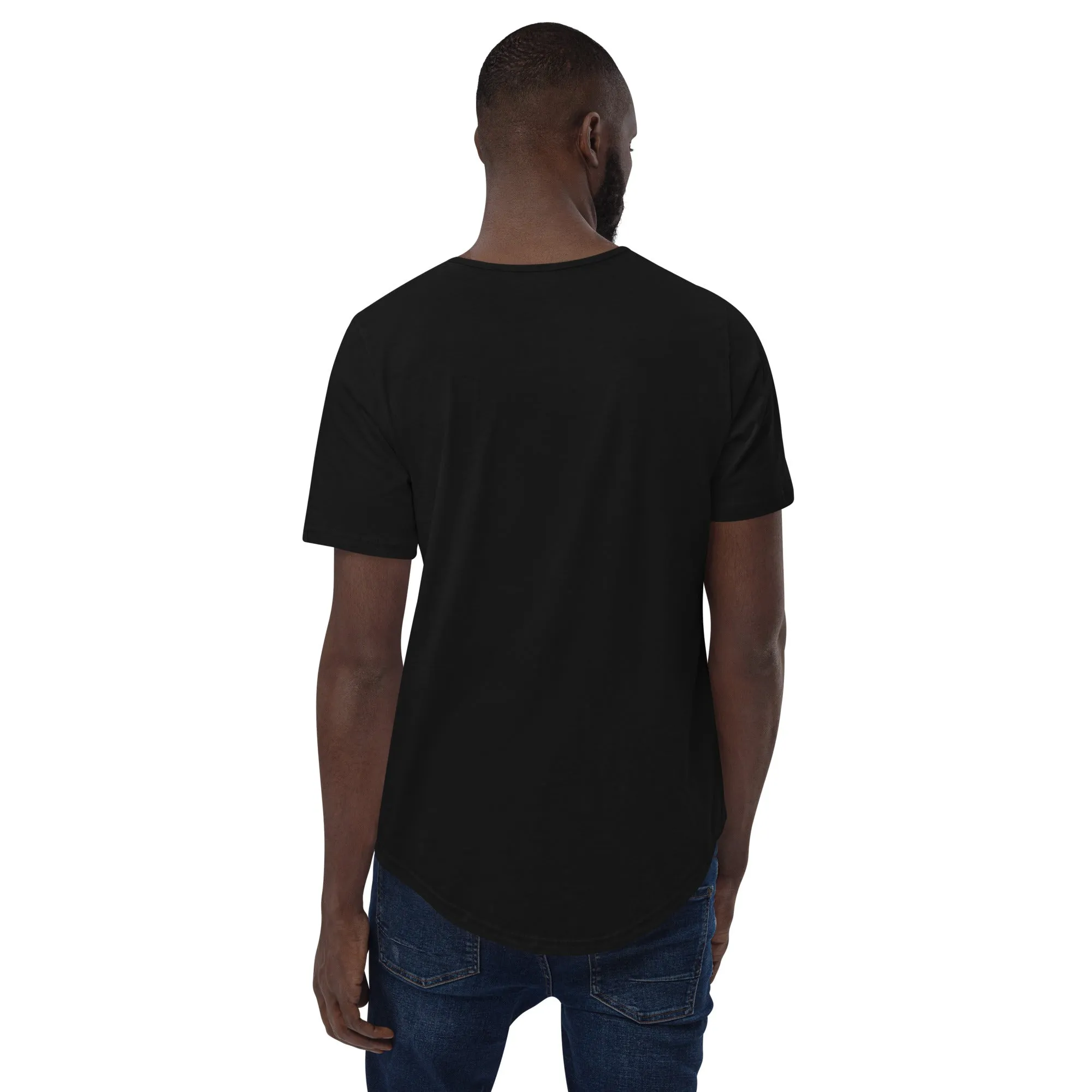 Men's Gerald Black Regular Fit Curved Bottom Hem Statement T-Shirts