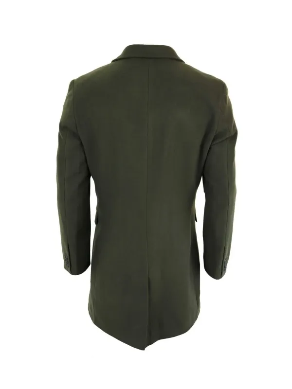 Men’s Olive Green Long Wool Coat