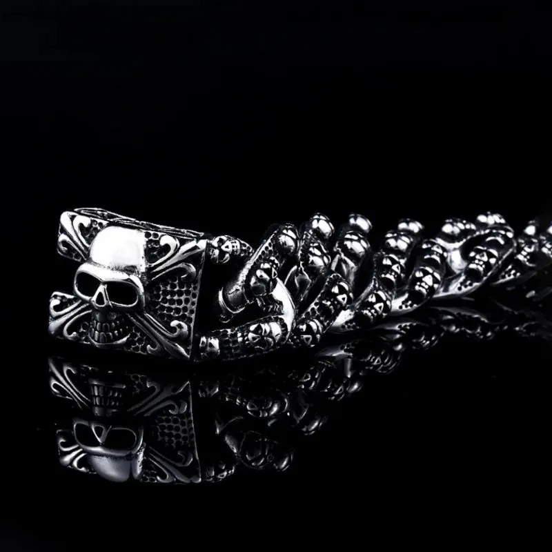 Men's Vintage Punk Gothic Stainless Steel Domineering Skeleton Bracelet