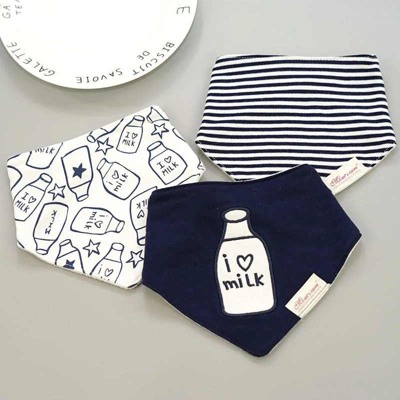 [Momscare] 3 Pcs/lot Fashion Newborn Baby Bibs Waterproof Kids Girls And Boys Cotton Triangle Children Feeding Accessories