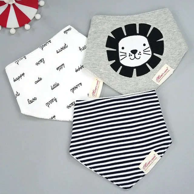 [Momscare] 3 Pcs/lot Fashion Newborn Baby Bibs Waterproof Kids Girls And Boys Cotton Triangle Children Feeding Accessories