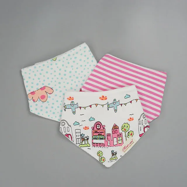 [Momscare] 3 Pcs/lot Fashion Newborn Baby Bibs Waterproof Kids Girls And Boys Cotton Triangle Children Feeding Accessories