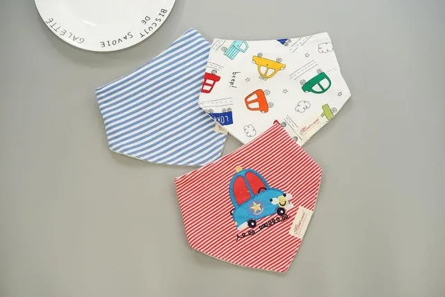 [Momscare] 3 Pcs/lot Fashion Newborn Baby Bibs Waterproof Kids Girls And Boys Cotton Triangle Children Feeding Accessories