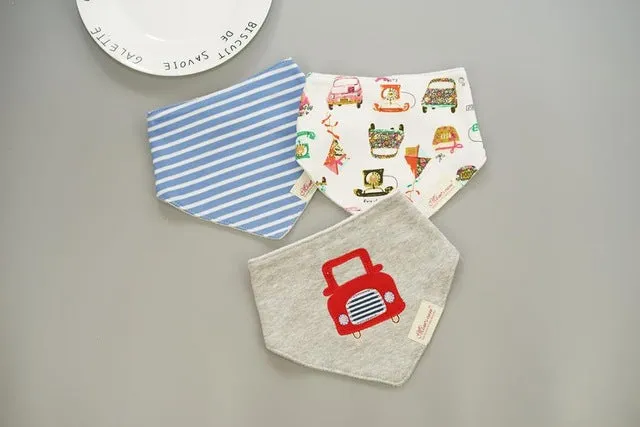 [Momscare] 3 Pcs/lot Fashion Newborn Baby Bibs Waterproof Kids Girls And Boys Cotton Triangle Children Feeding Accessories