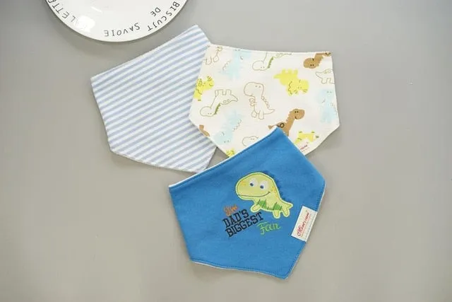 [Momscare] 3 Pcs/lot Fashion Newborn Baby Bibs Waterproof Kids Girls And Boys Cotton Triangle Children Feeding Accessories