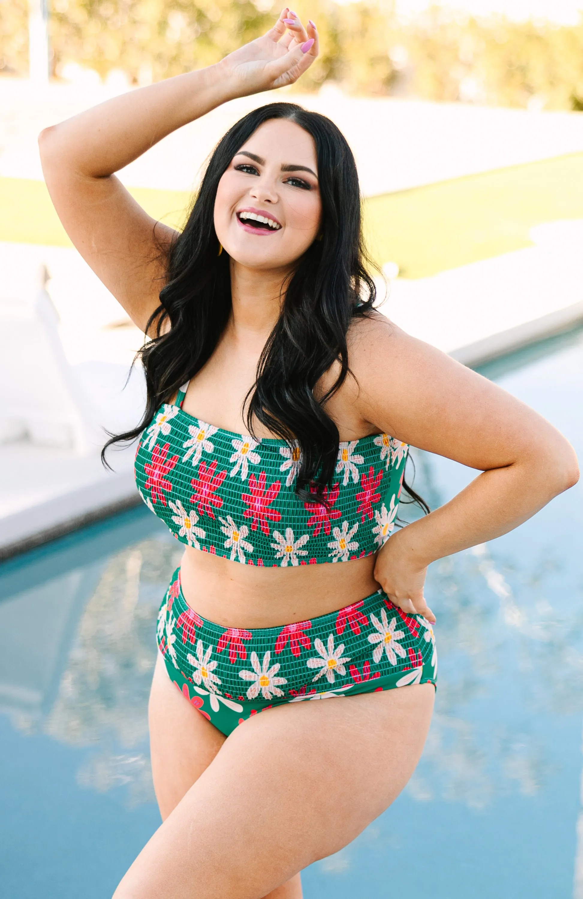 Ms. Crinkle Swim Top, Green