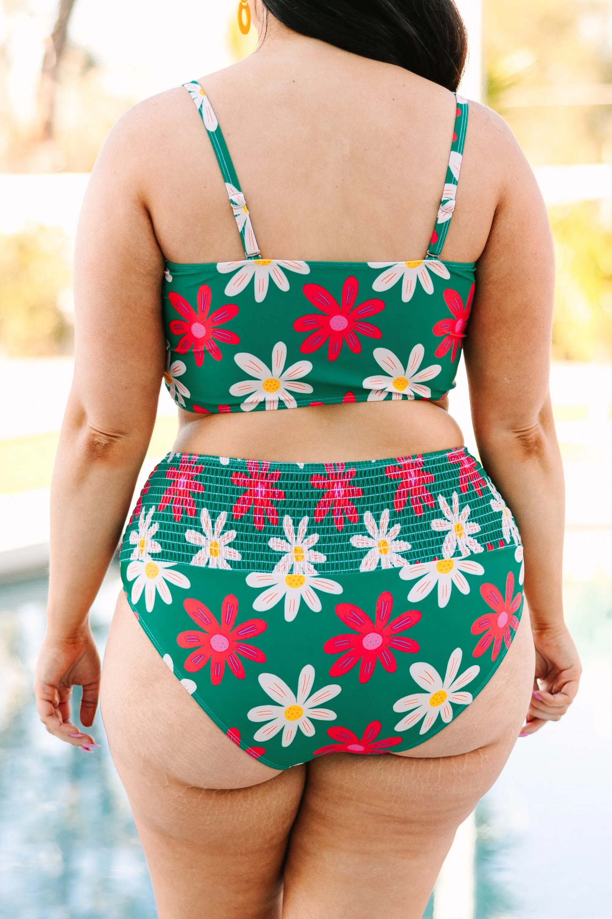 Ms. Crinkle Swim Top, Green