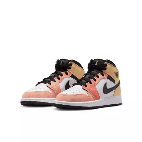 Nike Kid's Air Jordan 1 Mid SE Shoes - Magic Ember / White / Black / Sundial