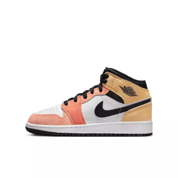 Nike Kid's Air Jordan 1 Mid SE Shoes - Magic Ember / White / Black / Sundial