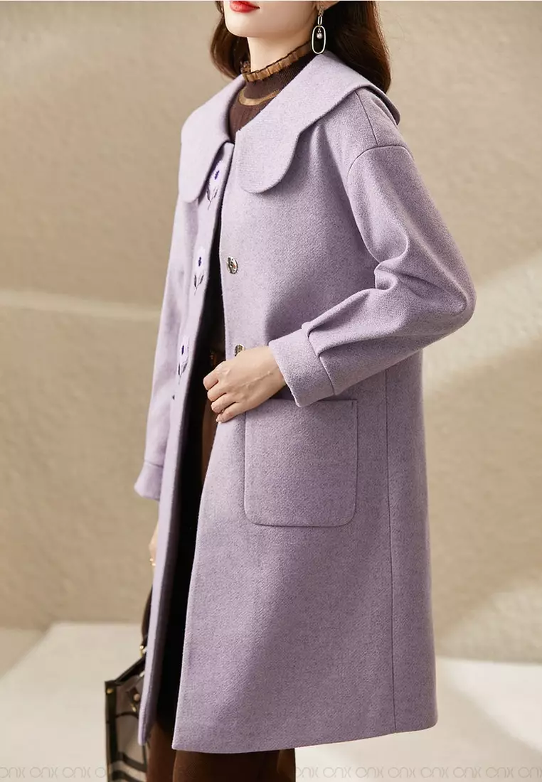 ONX.HK Elegant Embroidered Long Wool Coat