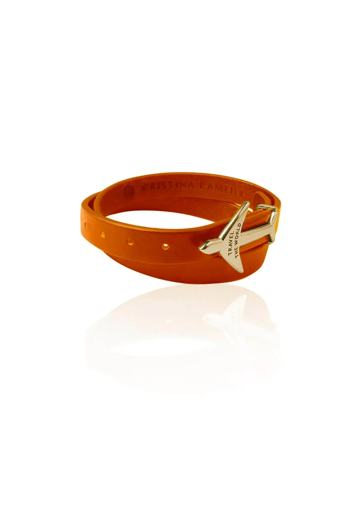 ORANGE GOLD Airplane Leather Bracelet