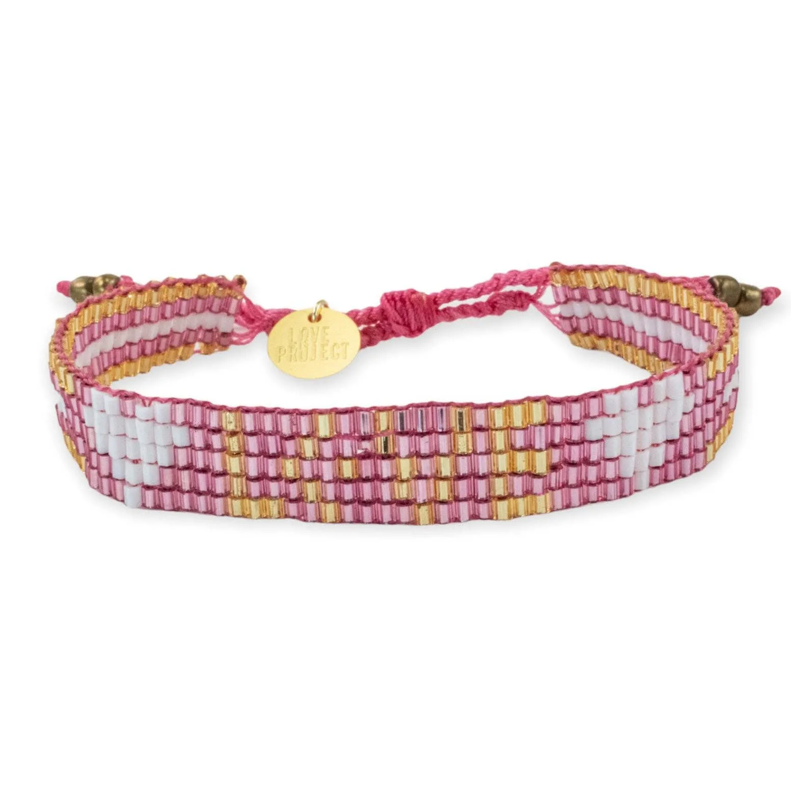 Seed Bead LOVE with Hearts Bracelet - Quartz