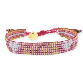 Seed Bead LOVE with Hearts Bracelet - Quartz