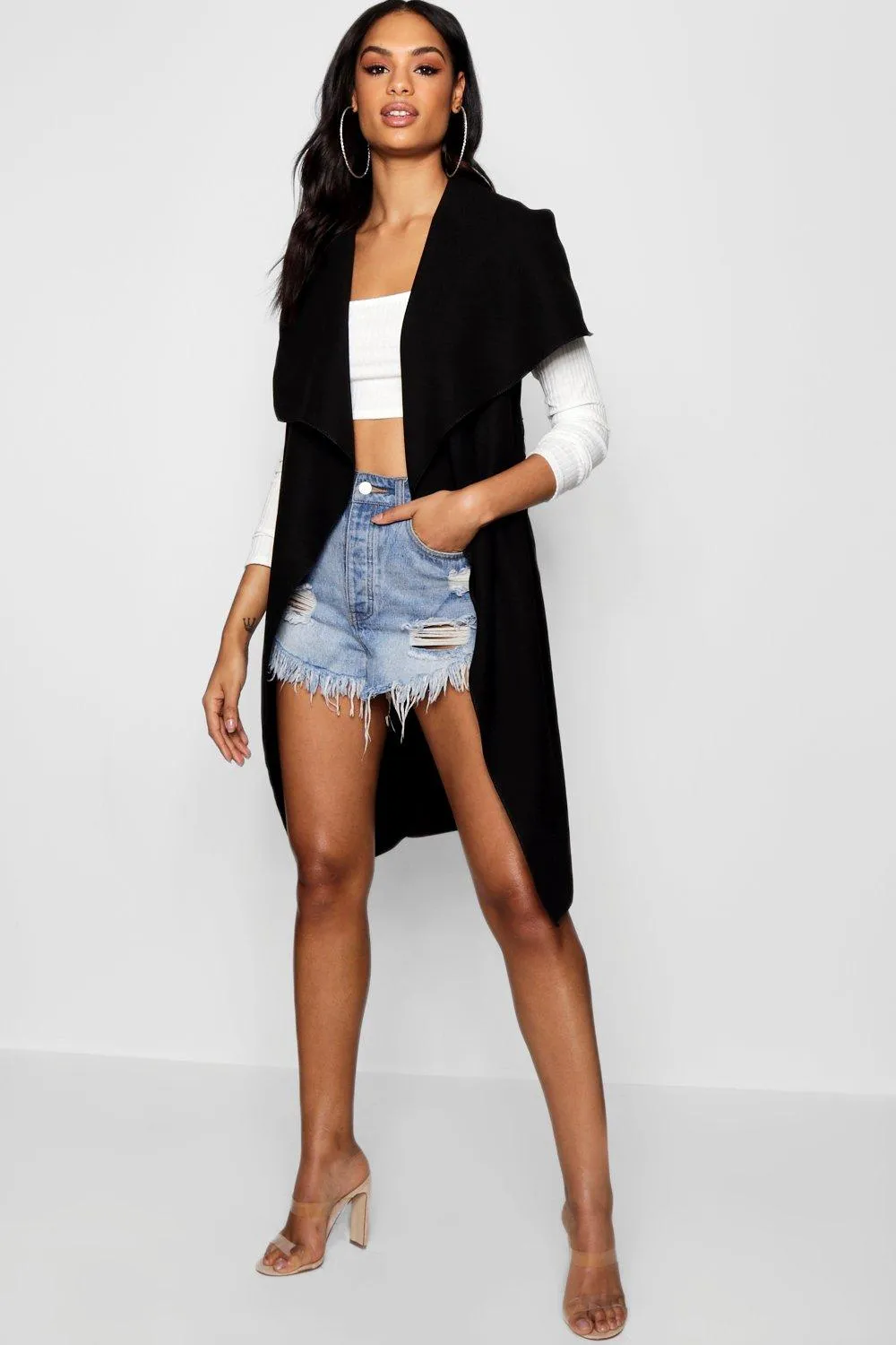 Sleeveless Waterfall Coat