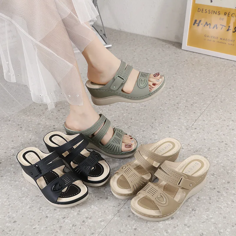 Slope Heel Beach Sandals