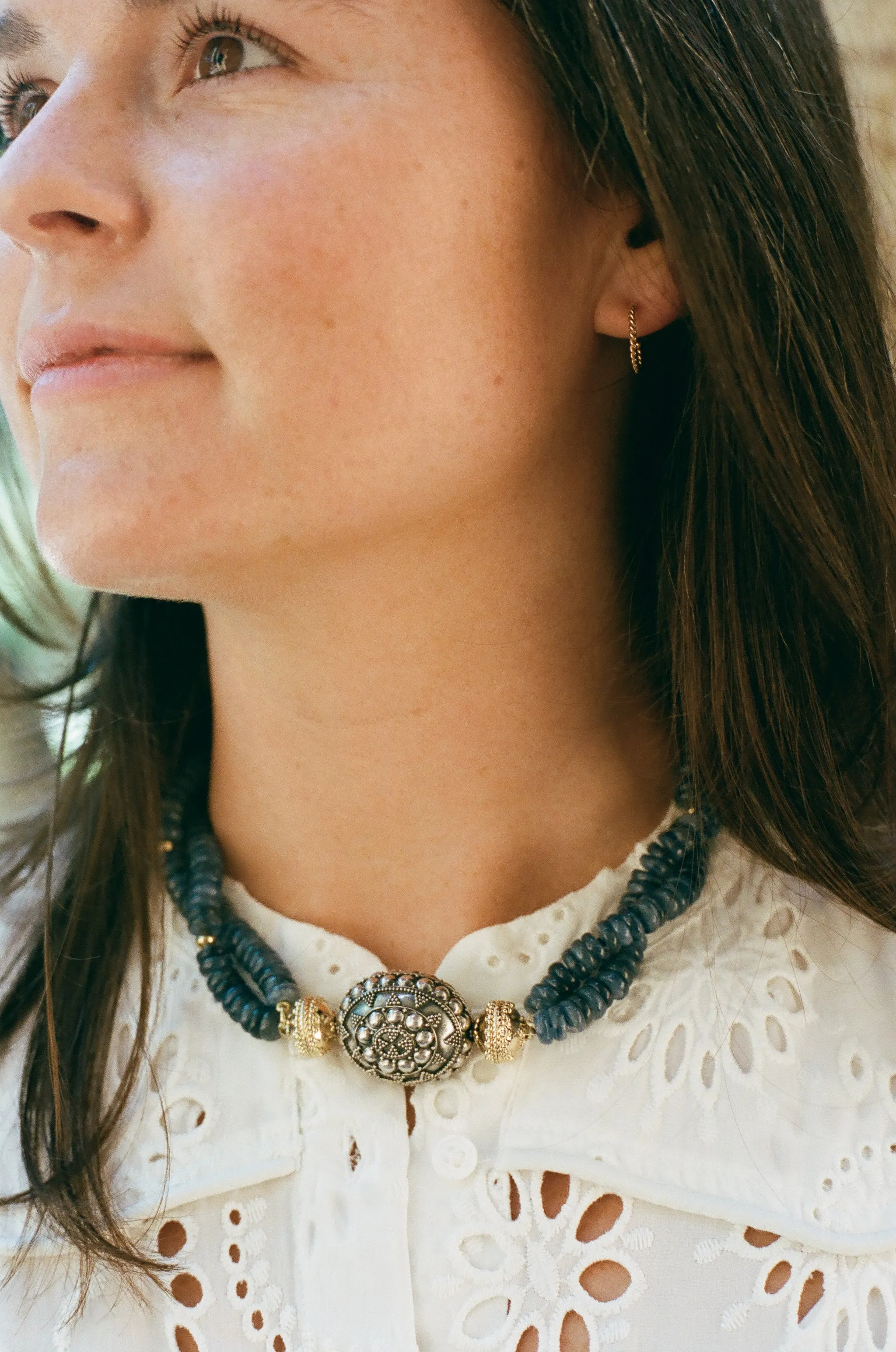 Small Peppercorn Kyanite Double Strand Necklace