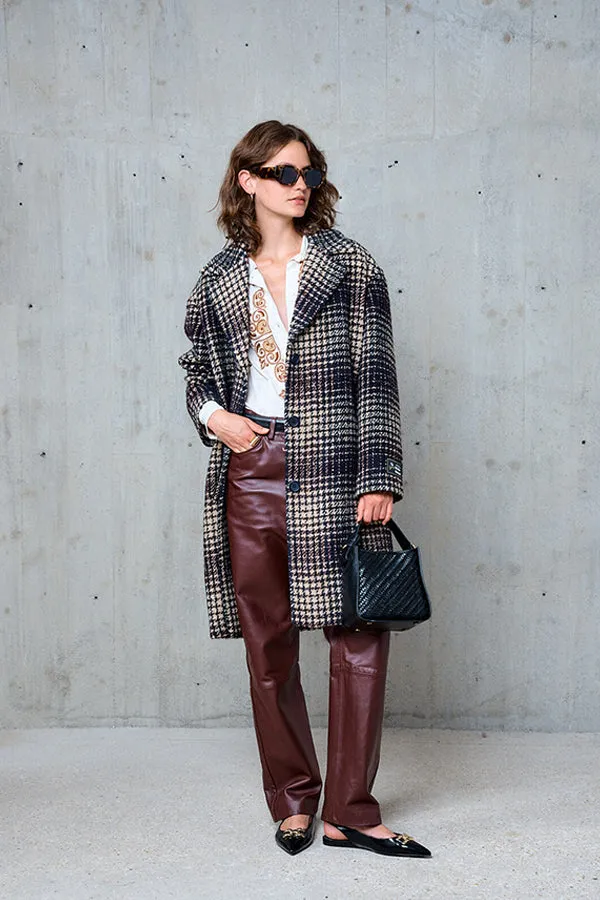 Stella Forest MILENA HOUNDSTOOTH LONG WOOL COAT