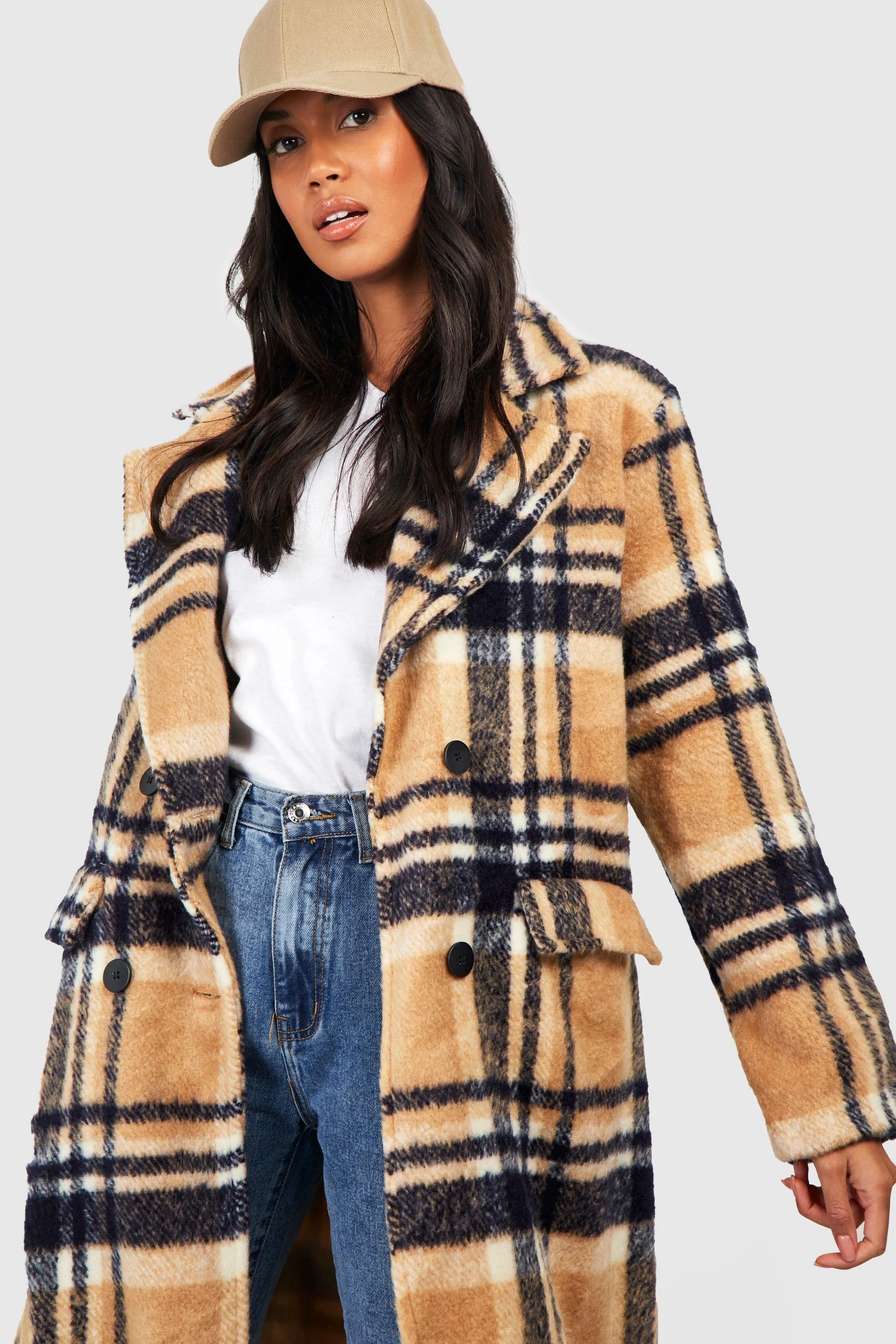 Stone Flannel Wool Look Coat