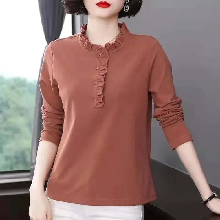 Summer 2023 New T-shirt Loose Large Short Sleeve Women's Blouse Solid Color Button Folds O-Neck Casual Fashion Tops