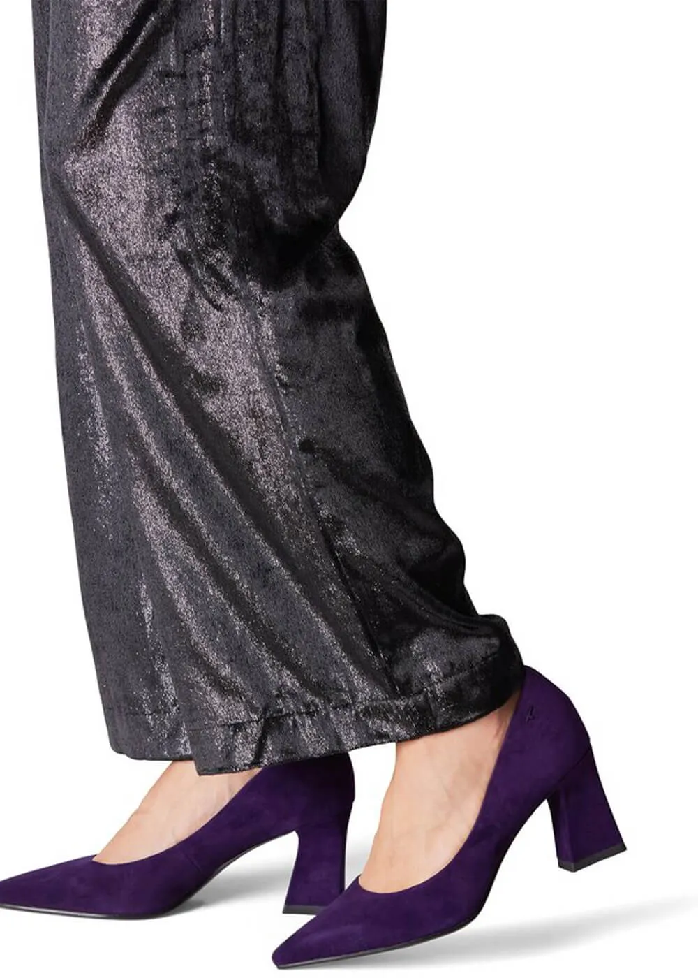 Tamaris Tess Suede Leather 80's Pumps Purple