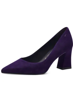 Tamaris Tess Suede Leather 80's Pumps Purple