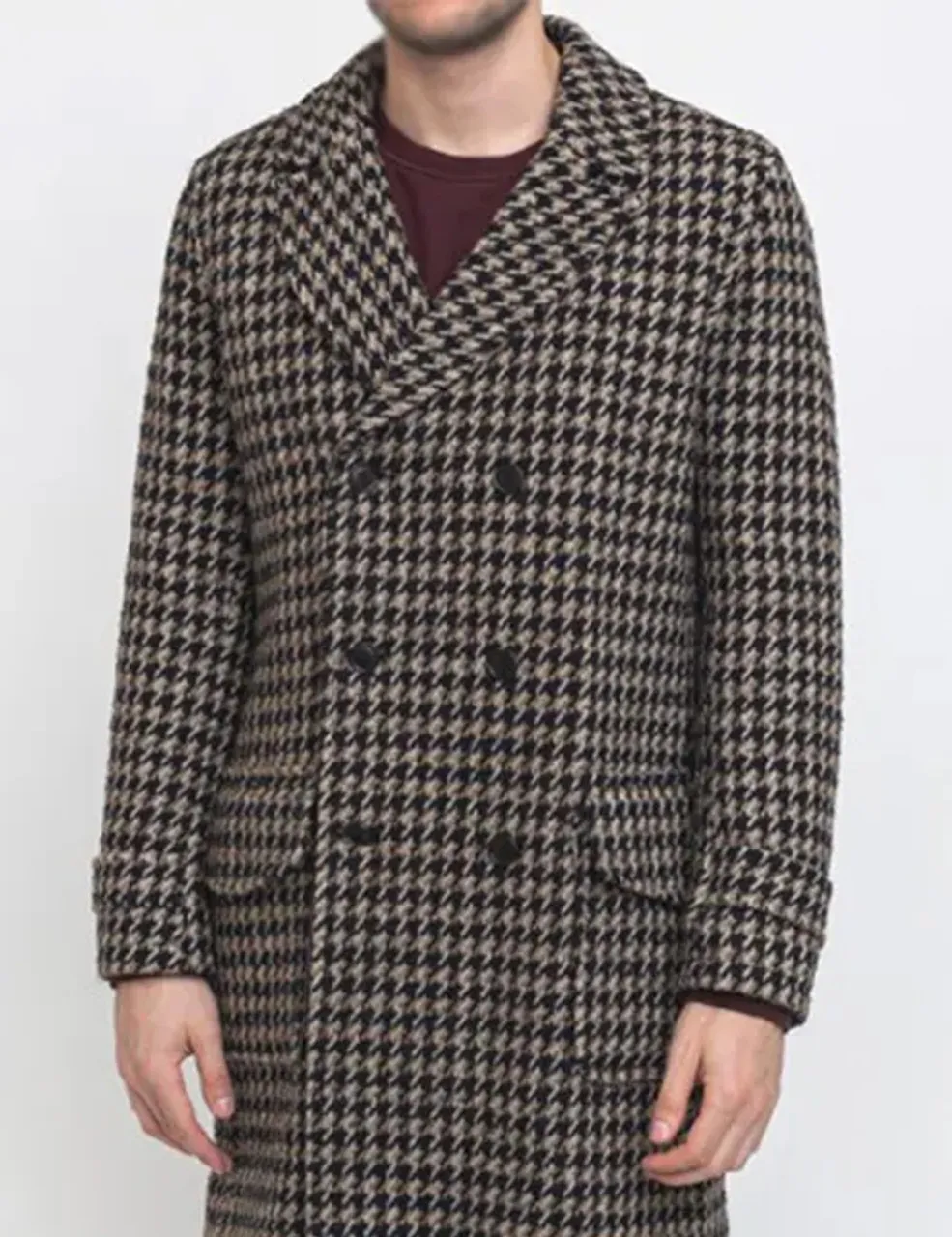 The Gentlemen Houndstooth Daniel Ings Wool Coat