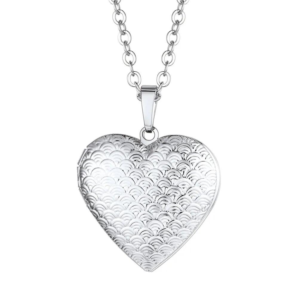 U7 Jewelry Personalized Ripple Heart Photo Locket Necklace For Women