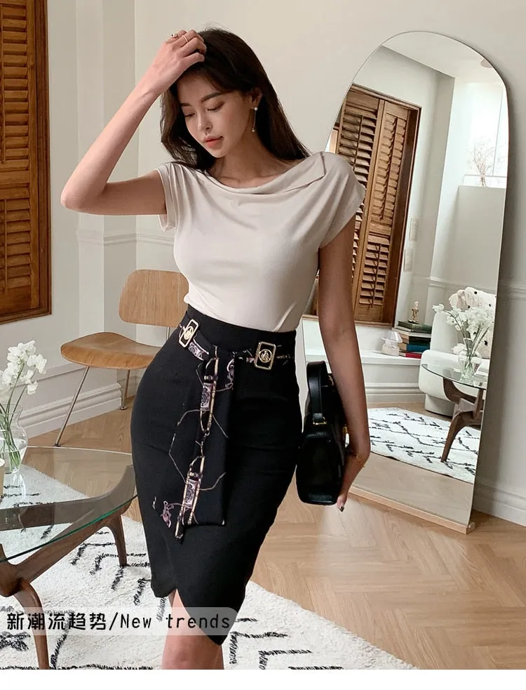 Women's Casual Summer Elegant Irregular Sheath Patchwork 2 Piece Set