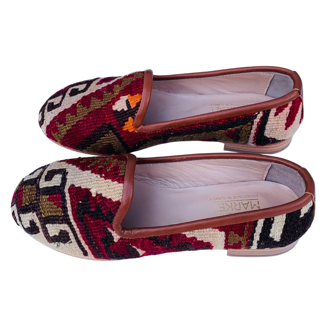 Women's Turkish Kilim Loafers | Brown Pattern