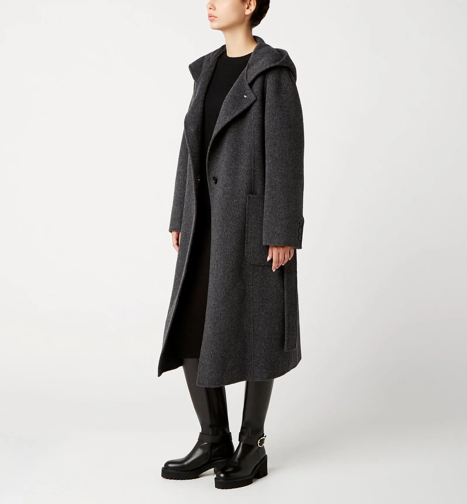 ZURI LONG HOODED WOOL COAT